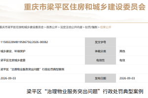梁平区“治理物业服务突出问题”行政处罚典型案例